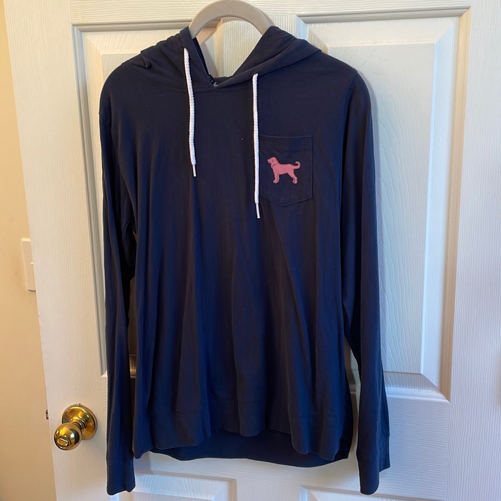 Black Dog Hooded Long Sleeve Top Navy Medium